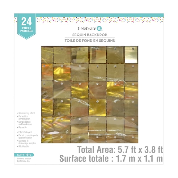 Celebrate It Sequin Backdrop - Shimmering Wall Panel Photography Feature - Light Gold - 3.8ft x 5.7ft - 6 Pack