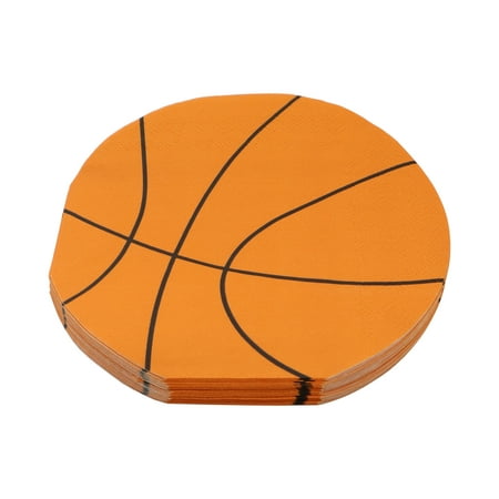 Celebrate It Shaped Napkins – Basketball-Shaped Paper Lunch Napkins - Orange/Black - 6.2" x 6.2" - 12 Packs (240 Total)