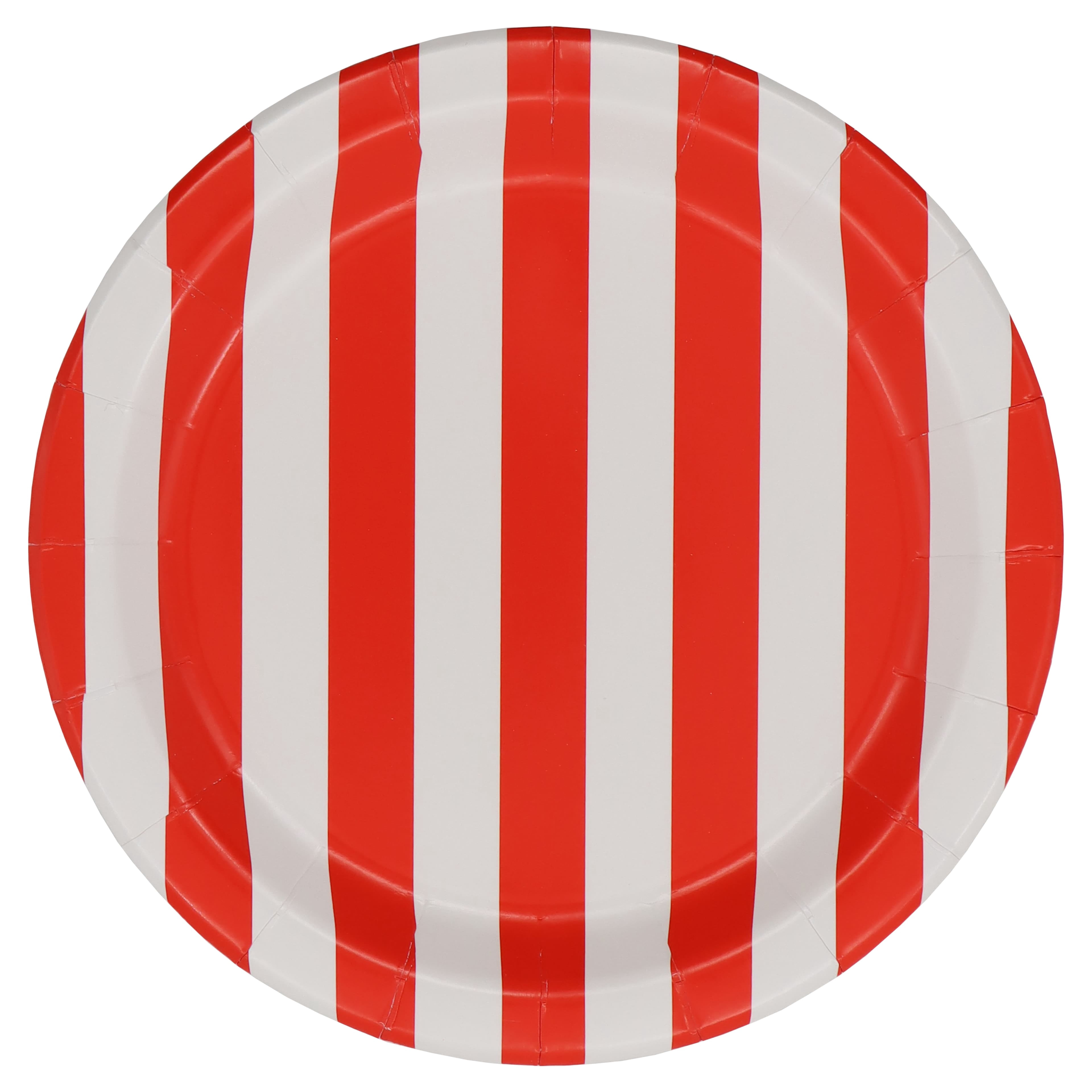 Celebrate It Snack Plates, Classic Red and White Striped Disposable Paper Plates, Red/White, 7", 12 Pack (120 Total)