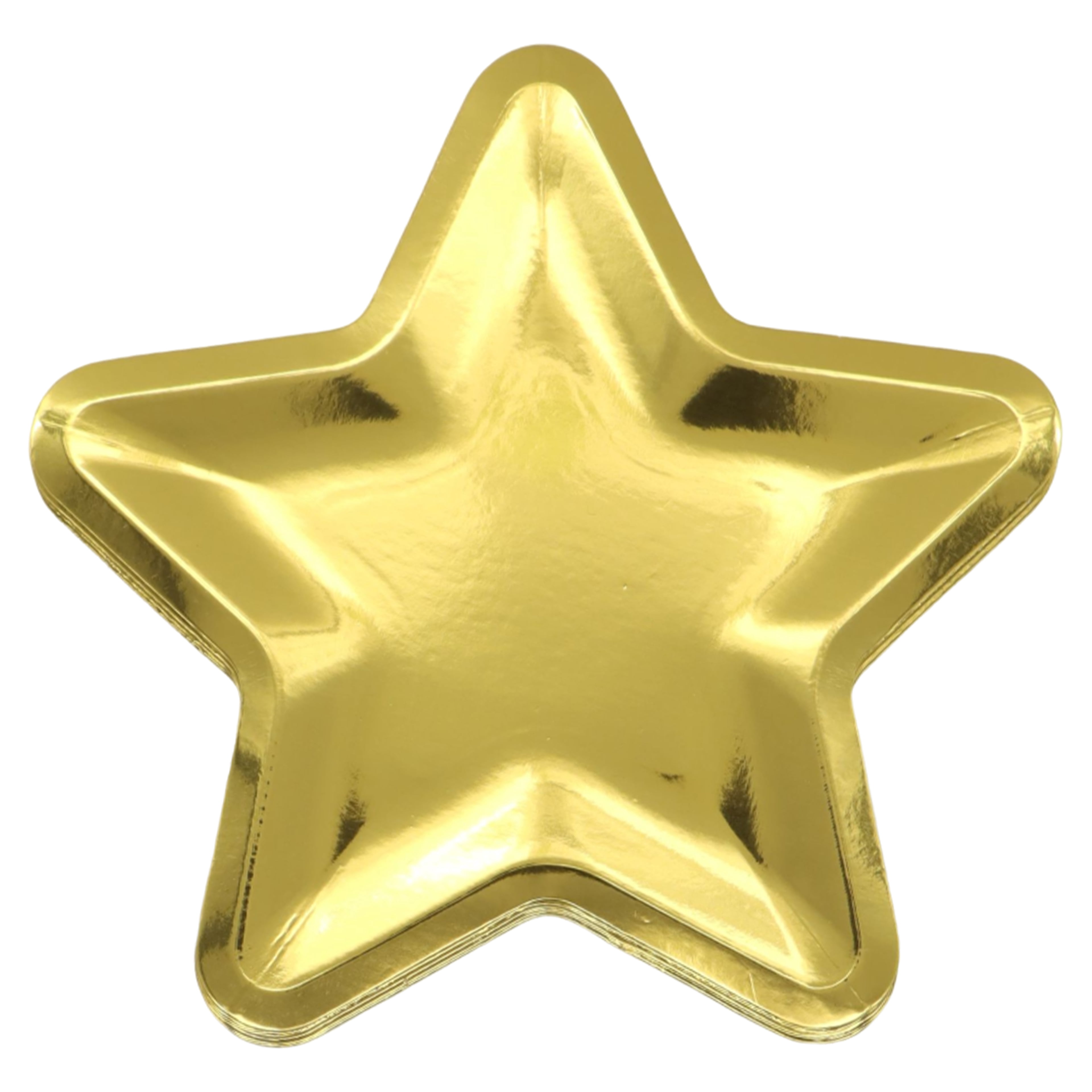 Celebrate It Snack Plates, Gold Foil Star Shaped Decorative Paper Tableware, Gold, 7", 12 Pack (96 Total)