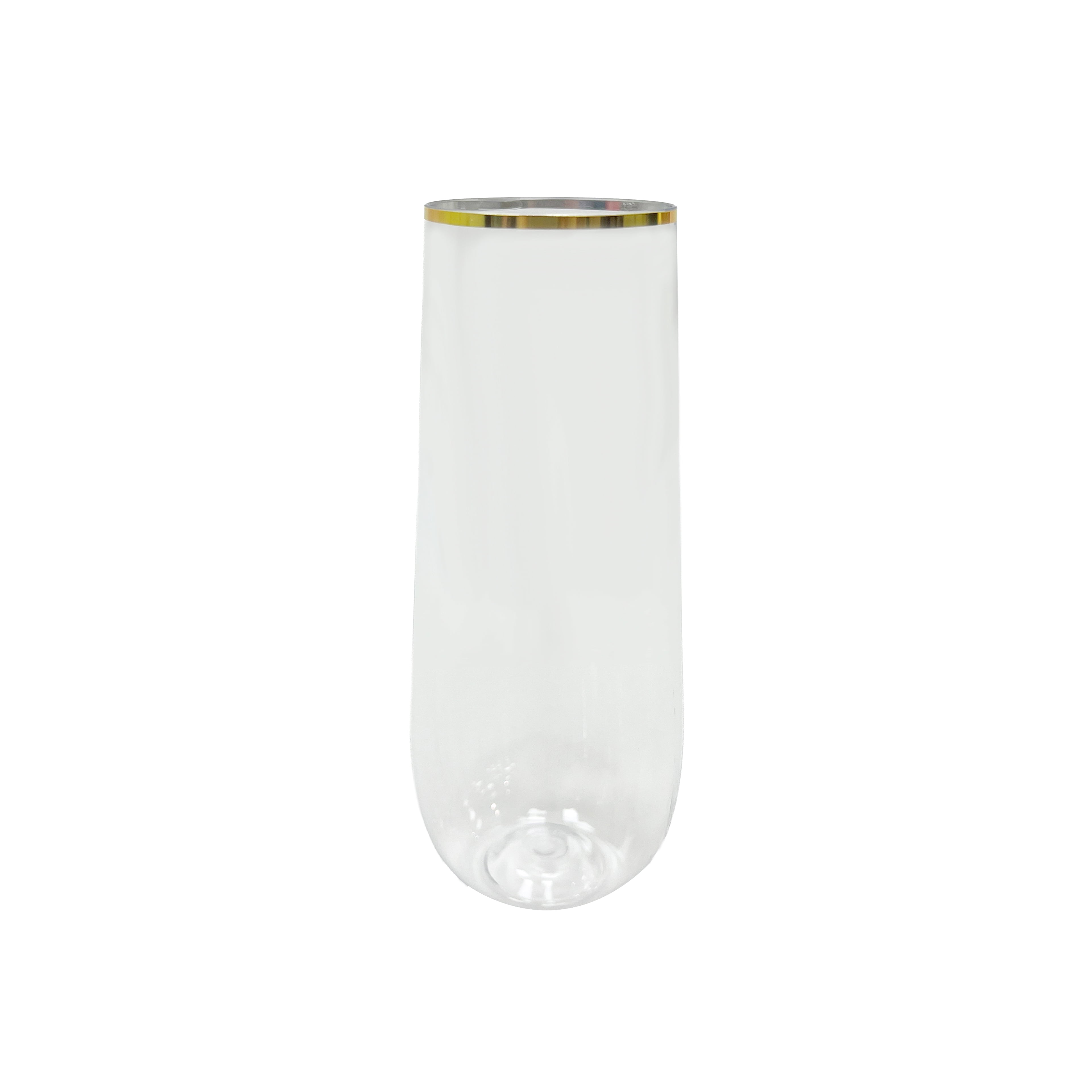 Celebrate It Stemless Champagne Flutes, Shatterproof Plastic with Gold Rim, Clear/Gold, 9 fl. oz., 6 Pack (48 Total)