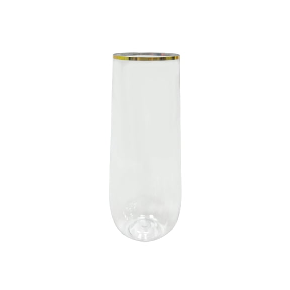 Celebrate It Stemless Champagne Flutes, Shatterproof Plastic with Gold Rim, Clear/Gold, 9 fl. oz., 6 Pack (48 Total)