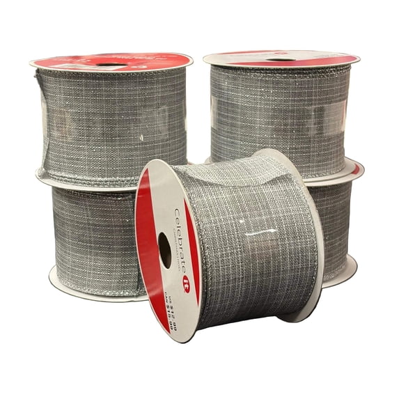 Celebrate It Wired Silver Mesh Ribbon – Christmas amp; Easter (2.5