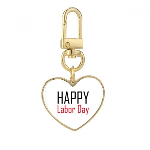 Celebrate Labor Day Blessing Festival Gold Heart Keychain Metal Keyring Holder
