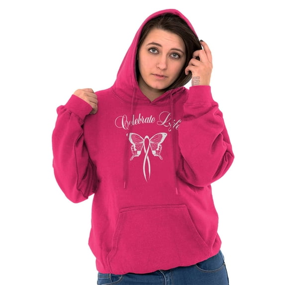Celebrate Life Breast Cancer Support Hoodie Sweatshirt Women Brisco Brands L