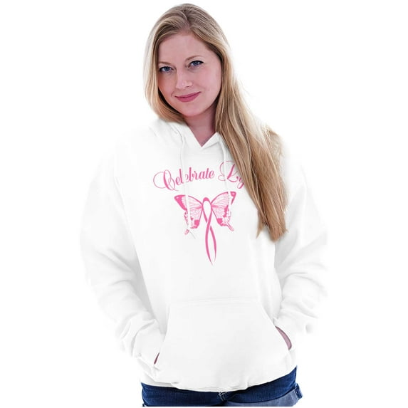 Celebrate Life Breast Cancer Support Hoodie Sweatshirt Women Brisco Brands M