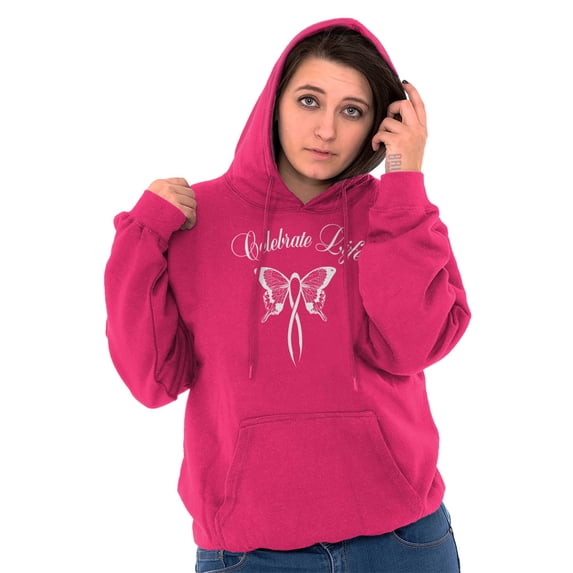 Celebrate Life Breast Cancer Support Hoodie Sweatshirt Women Brisco Brands X