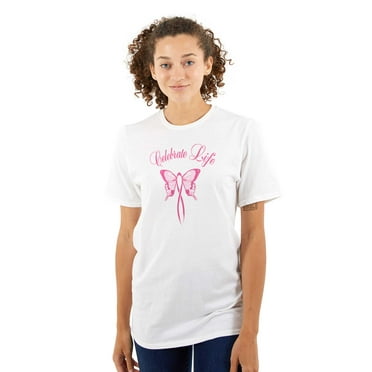 Celebrate Life Breast Cancer Support Women Plus Size Graphic Tee Tees Brisco Brands 3X