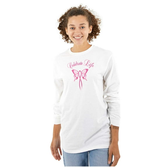 Celebrate Life Breast Cancer Support Women's Long Sleeve T Shirt Brisco Brands L