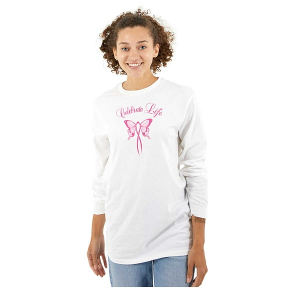 Celebrate Life Breast Cancer Support Women's Long Sleeve T Shirt Brisco Brands M