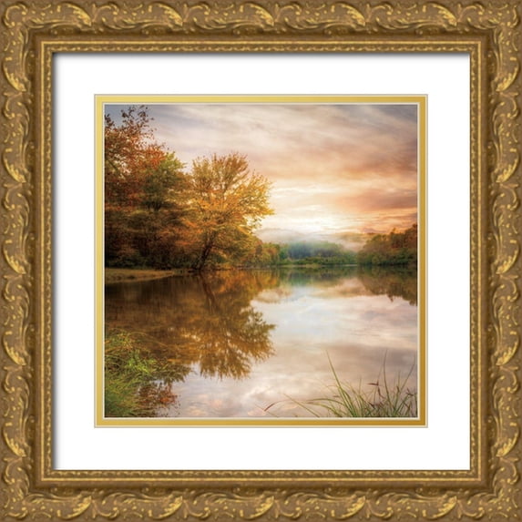 Celebrate Life Gallery 12x12 Gold Ornate Wood Framed with Double Matting Museum Art Print Titled - Fallen Leaves