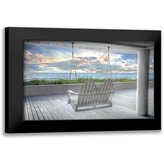 Celebrate Life Gallery 14x11 Black Modern Framed Museum Art Print Titled - Swing At The Beach