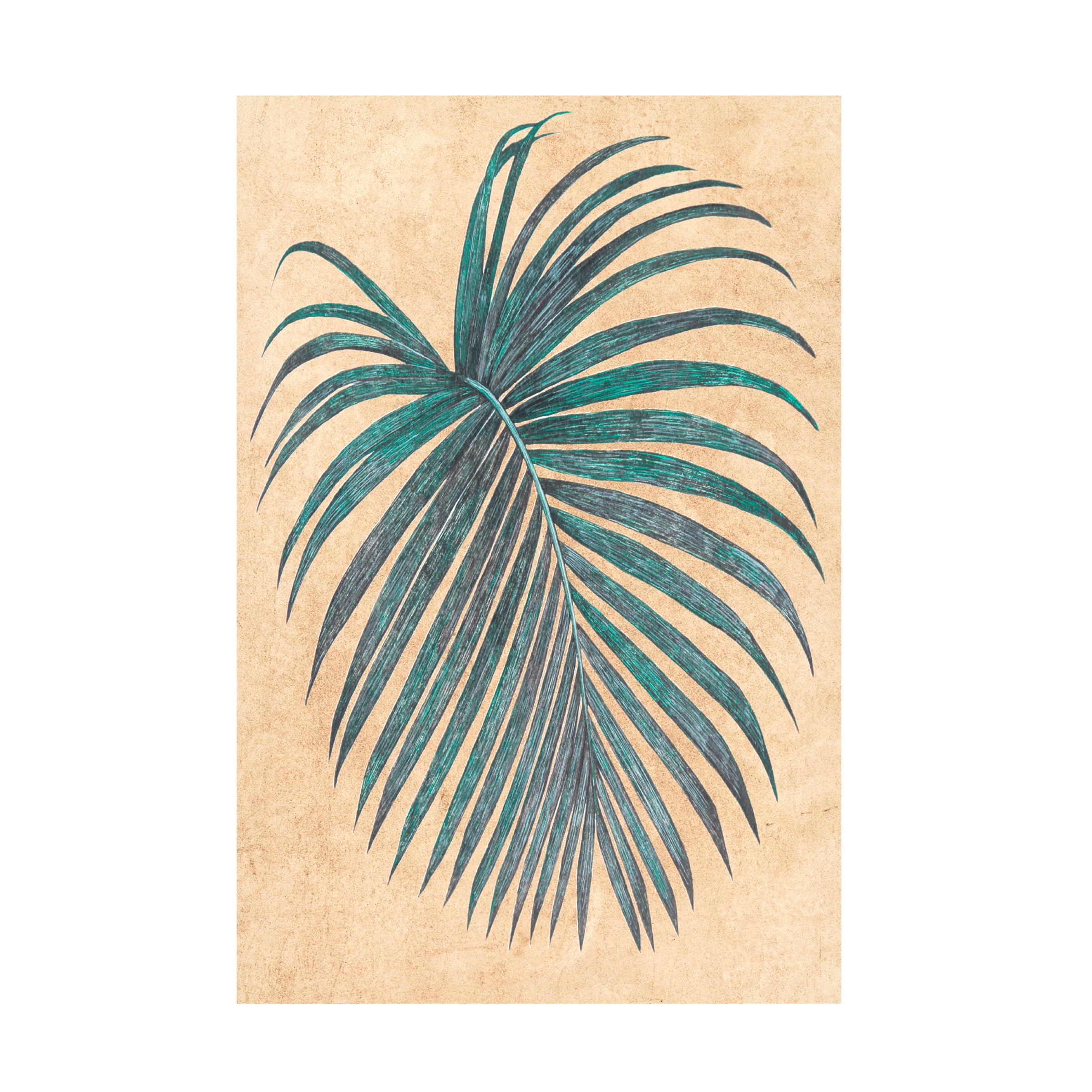 Graceful Palm Frond Botanical Canvas Art in Tan and Green