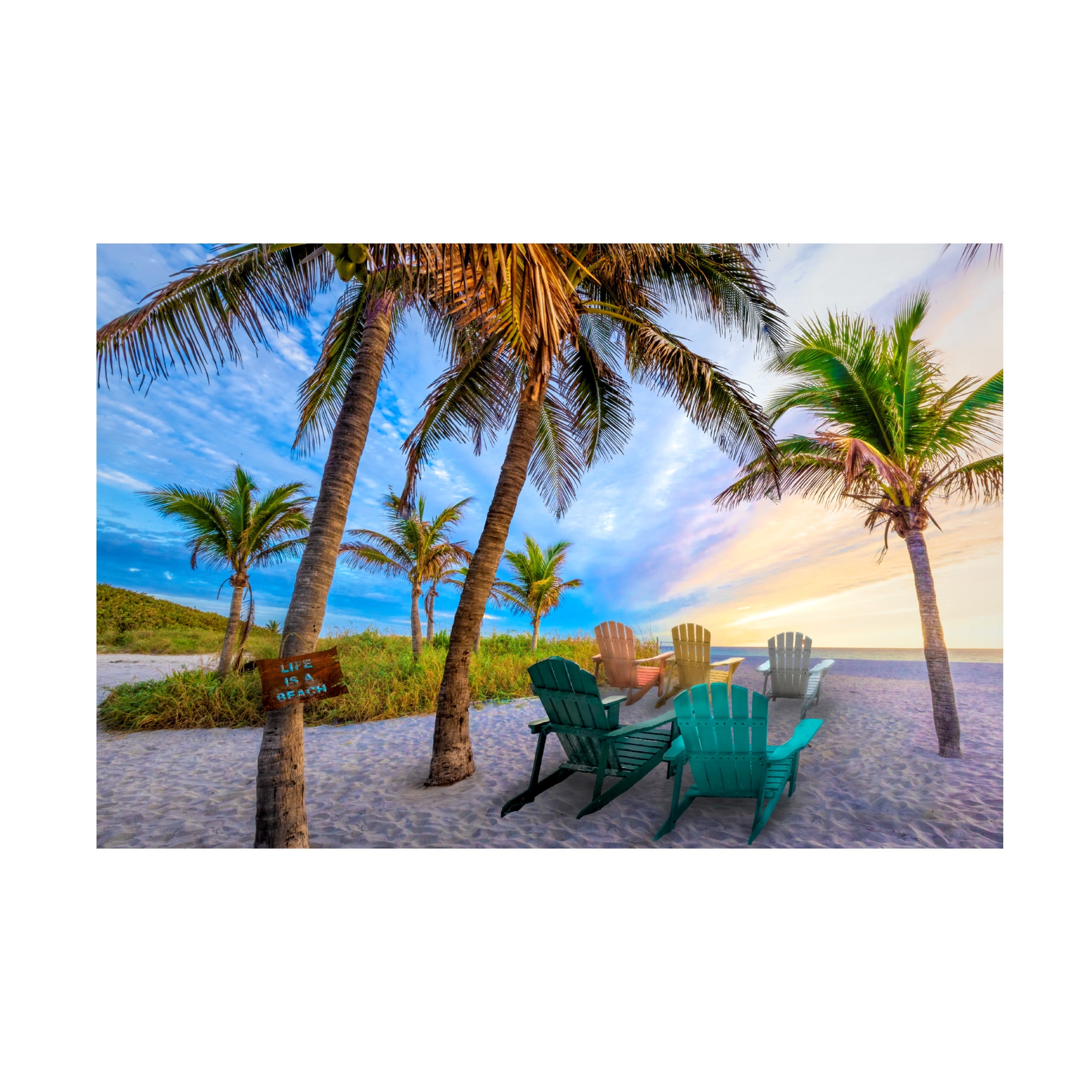 Life is a Beach Landscape Canvas Print in Blue and Green