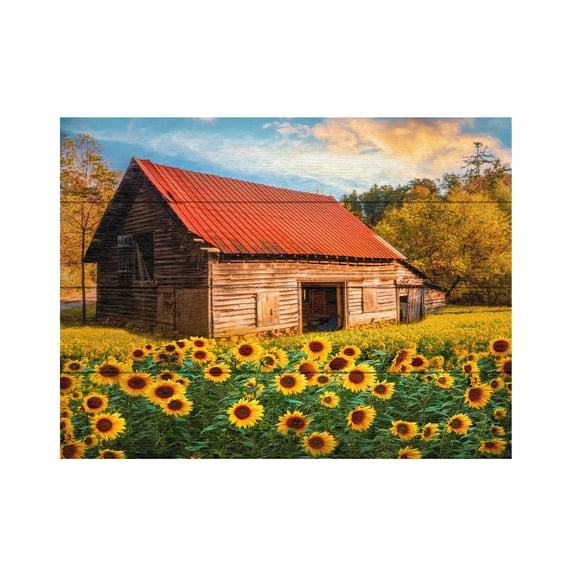 Celebrate Life Gallery 'Red Roof On A Country Lane' Wood Slat Art 12x16