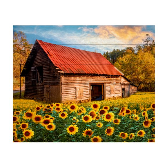 Celebrate Life Gallery 'Red Roof On A Country Lane' Wood Slat Art 18x22