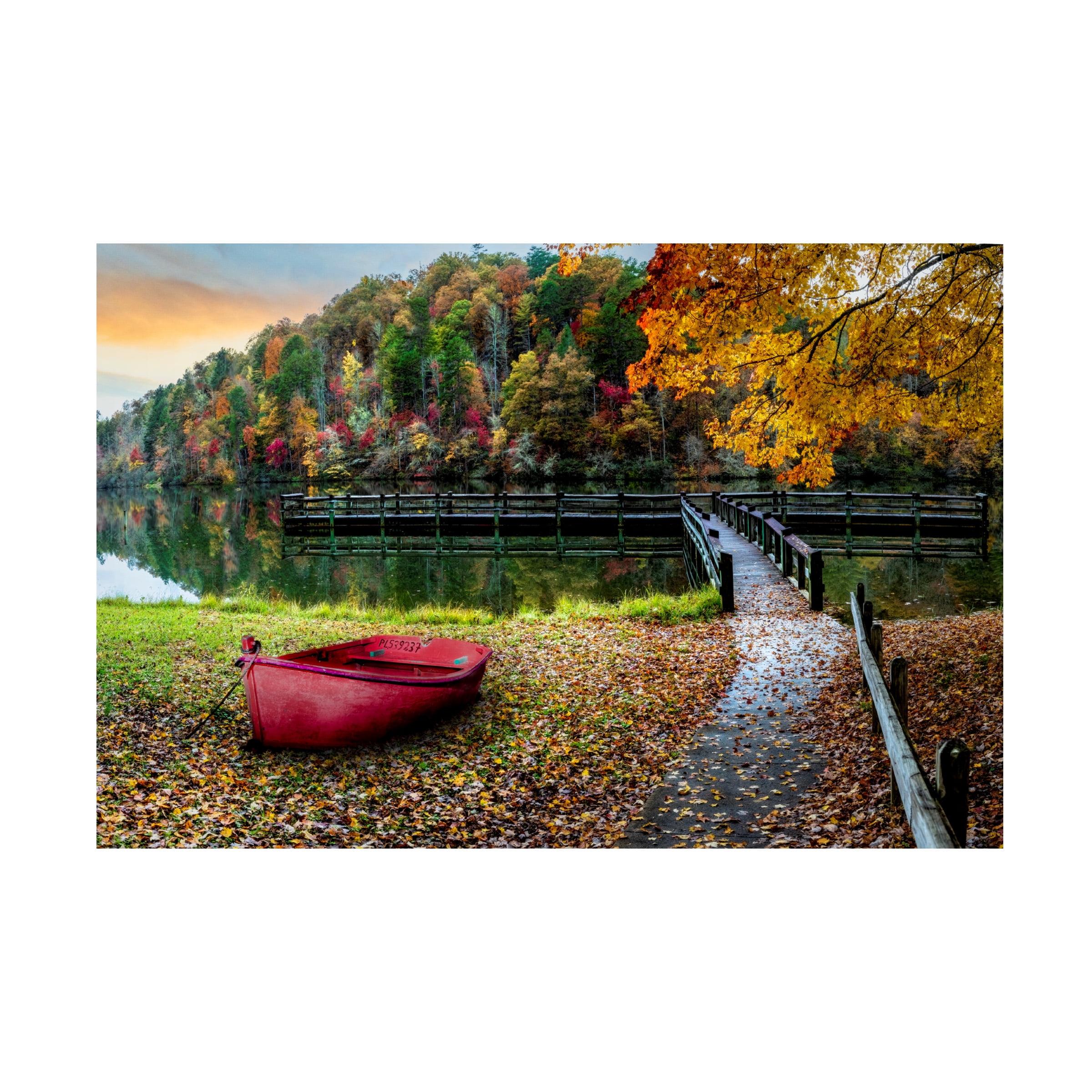 Celebrate Life Gallery 'Rowboat in the Fallen Autumn Leaves' Canvas Art