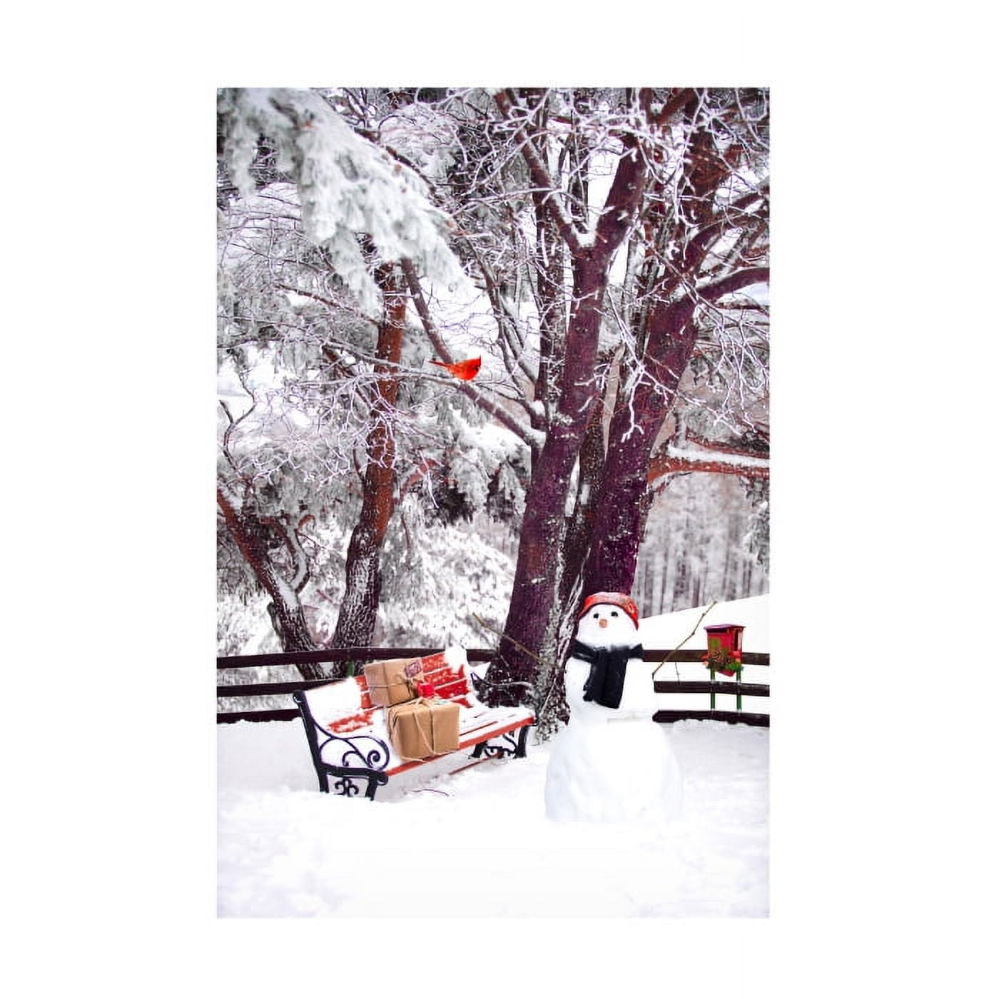 Winter Wonderland Snowy Bench and Snowman Canvas Print