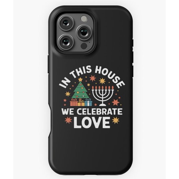 Celebrate Love Hanukkah Christmas Phone Case for iPhone 16 15 14 13 12 11 Pro Max