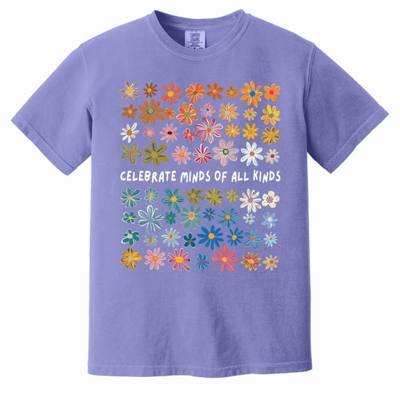 Celebrate Minds of All Kinds Comfort Colors T-Shirt – Autism Awareness & Neurodiversity Tee for Teachers