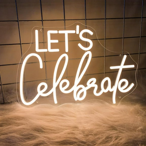 Let's Celebrate Neon Sign Warm White LED Neon Lights for Wall Decor USB-Powered Neon Signs for Living Rooms, Dining Rooms,Thanksgiving and Party Decorations(15"x10.6") Y101