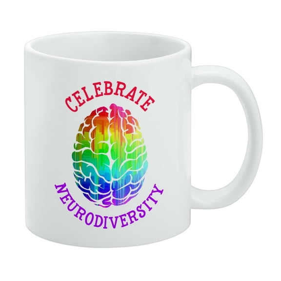 Celebrate Neurodiversity Brain Autism Rainbow Spectrum White Mug