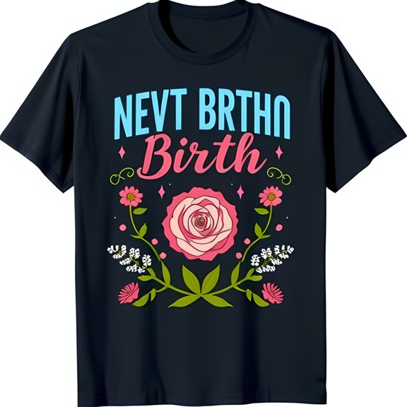 Celebrate New Life with Our Black T-Shirt Featuring a Colorful Rose Graphic