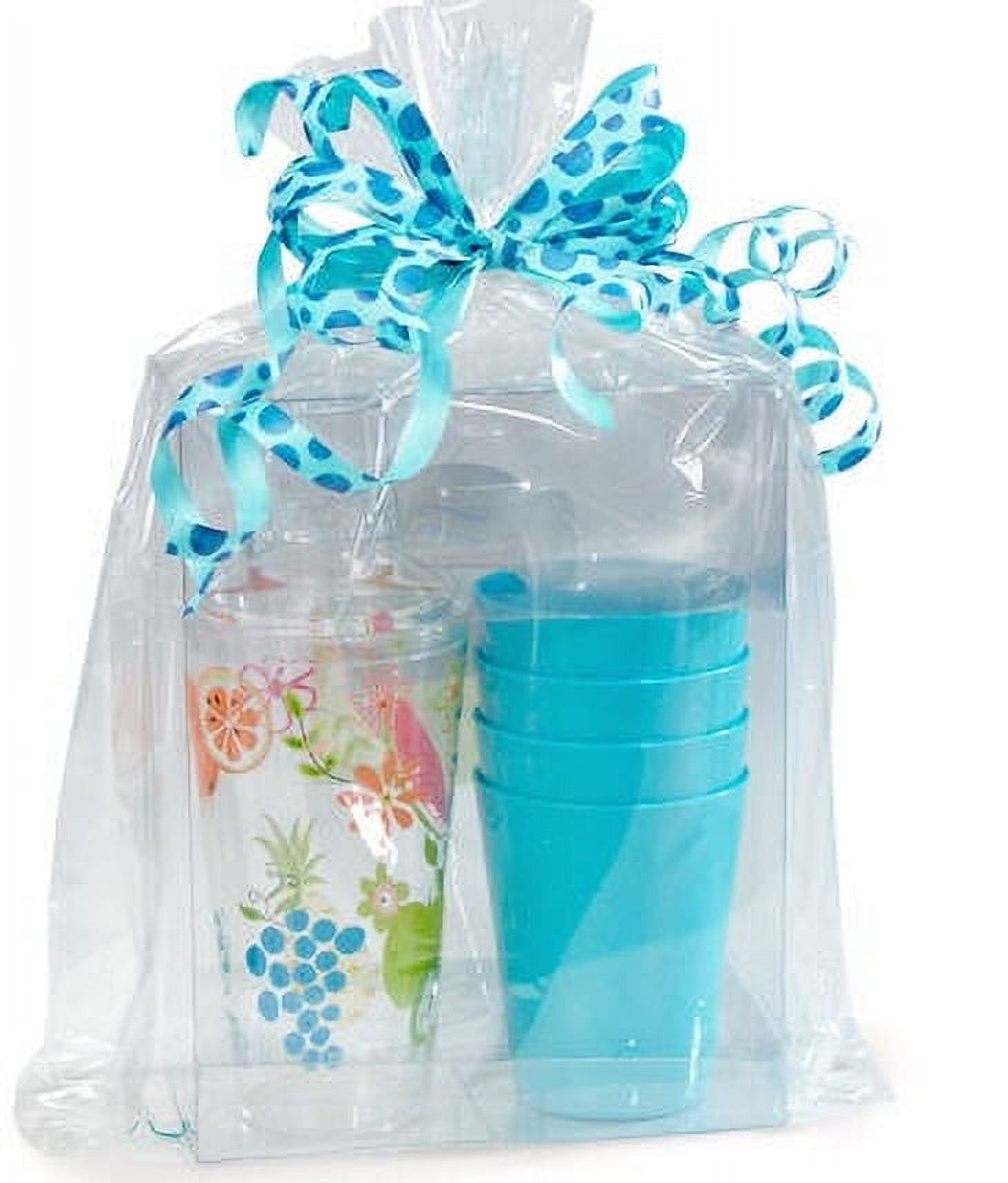 Light Blue 2Pack Designer Cello Bags / Tags / Bows Cellophane Extra Large  Gift Basket Packaging Bags Flat 25 X 30 