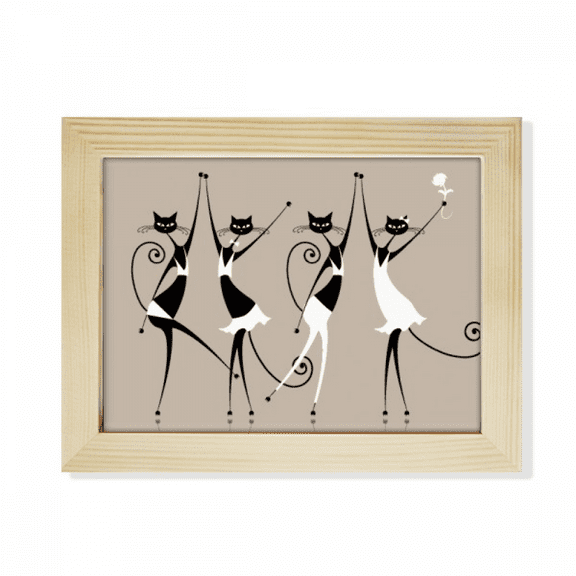 Celebrate Party Cheers Cat Desktop Photo Frame Picture Art Decoration Painting 6x8 inch