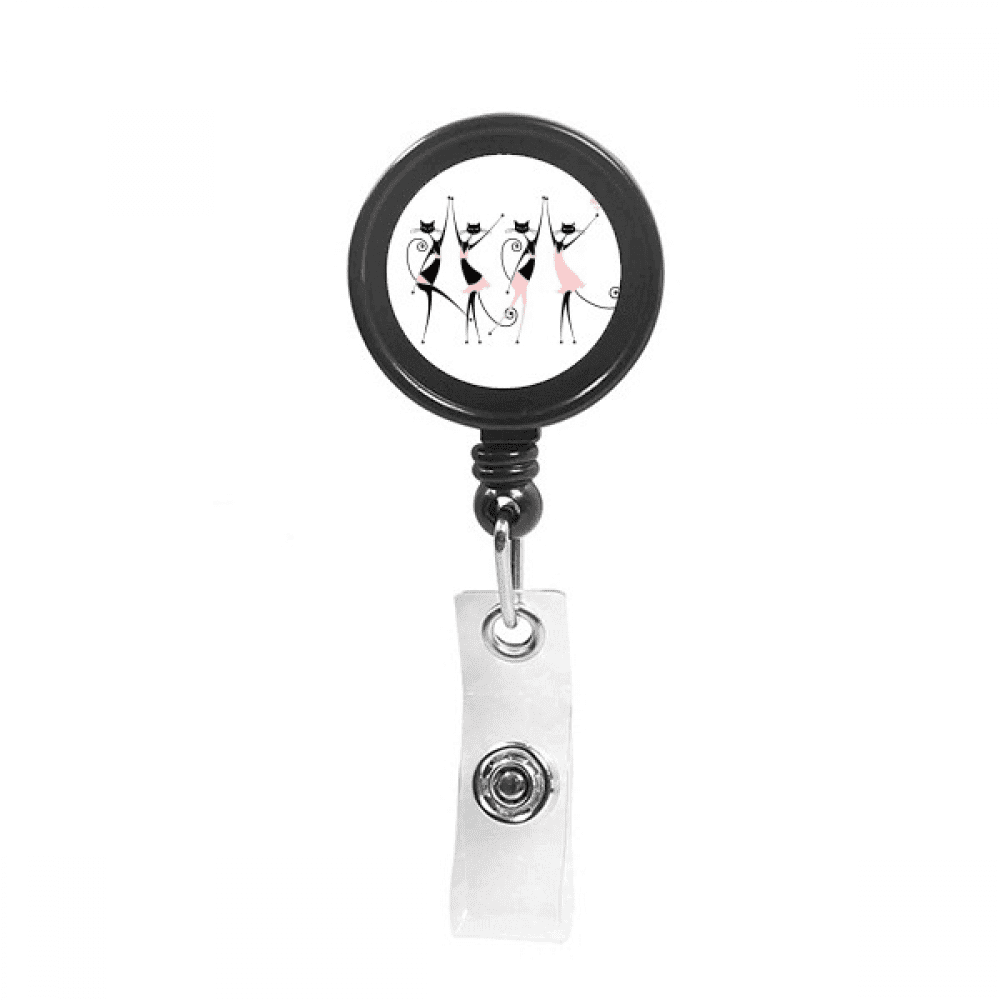 Celebrate Party Cheers Cat Retractable Keychain Badge Holder ID Badge
