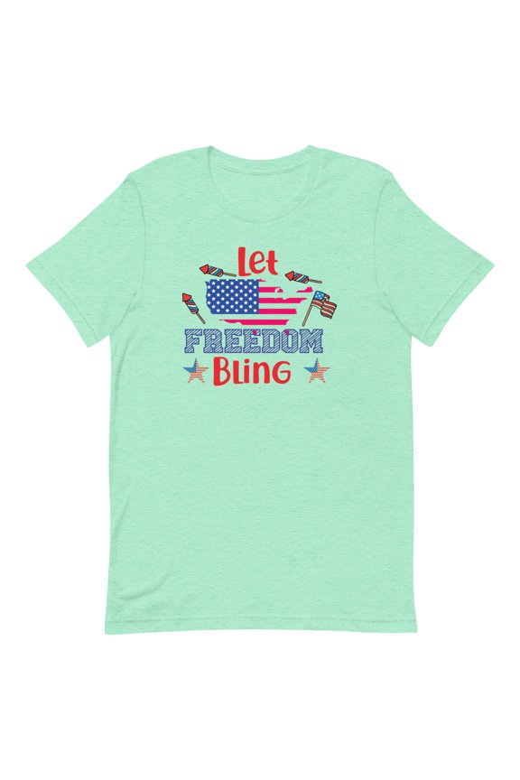 Celebrate Patriotic Spirit with Fun Americana Shirt (Heather Mint, 2XL)