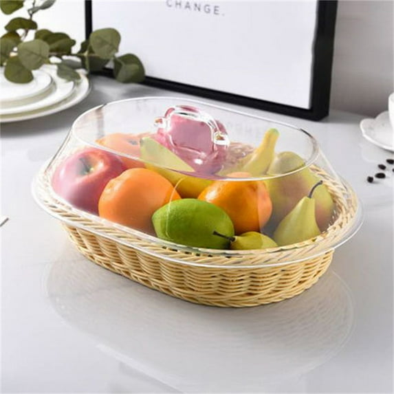 Celebrate Santa with Savings! Homng Wicker Bread Basket with Lid. Woven Picnic Basket for Food Storage and Serving.