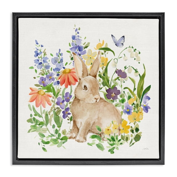 Stupell Industries Celebrate Spring Bunny Black Framed Floater Canvas Wall Art, design by Katrina Pete, 18 x 18