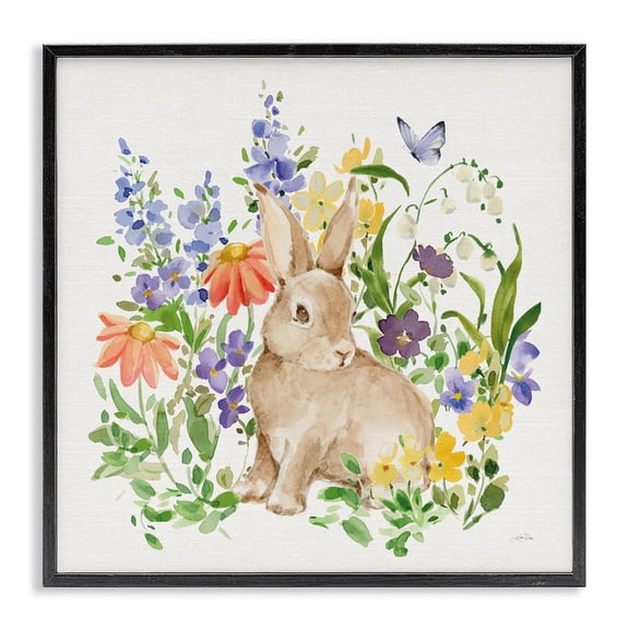 Stupell Industries Celebrate Spring Bunny Black Framed Giclee Art, design by Katrina Pete, 17 x 17