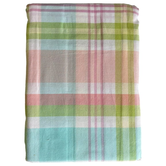 Celebrate Spring Pastel Plaid Cotton Rich Tablecloth 60x84 Oblong