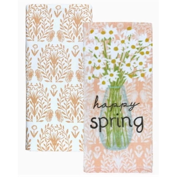 Celebrate Spring Together "Happy Spring" Cotton Terry Kitchen Towels 2-Pack