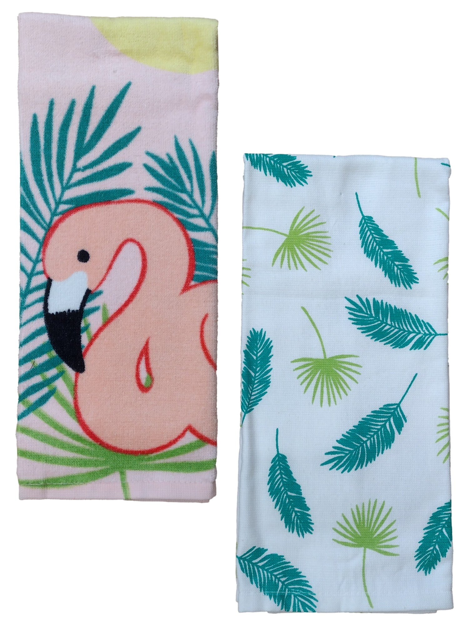 Celebrate Summer Tropical Pink Flamingo Kitchen Towel Set of 2