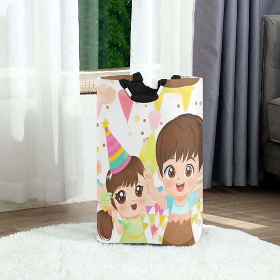 Celebrate The Party Foldable Laundry Hamper 12.6x11x22.7in with Handles for Bathroom Bedroom Storage