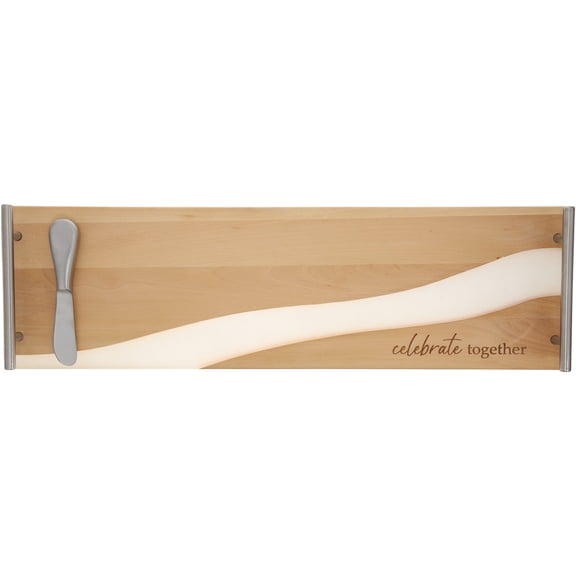 Pavilion Gift Company - Celebrate Together - 21" Wood & Resin Cheese/Bread Board Set