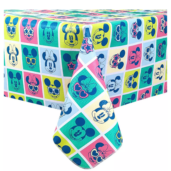 Celebrate Together Disney PEVA Vinyl Tablecloth Mickey Minnie Summer Block Style 70 Round