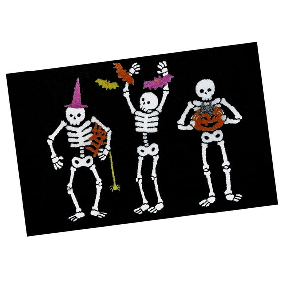 Celebrate Together Halloween Accent 19.5 x 30 inches Skeleton Trio Black Polyester Latex Back