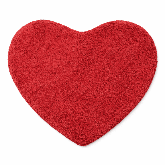 Celebrate Together Heart Shaped Bath Rug 22" x 24" Plush Polyester Bathroom Mat with Non Slip Latex Back, Machine Washable, Red
