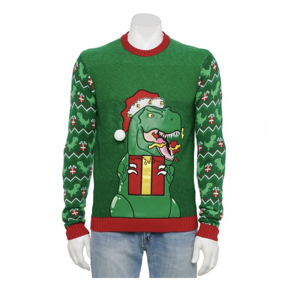 Celebrate Together T-Rex Ugly Christmas Sweater Men's Put Your Drink In My Pocket XXLARGE
