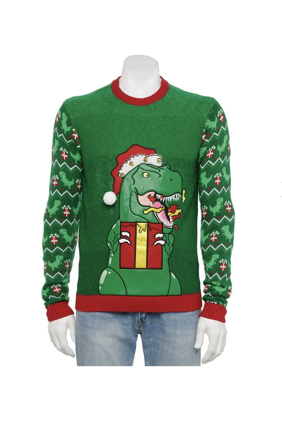 T-Rex Ugly Christmas Sweater Men's Put Your Drink In My Pocket XXLARGE