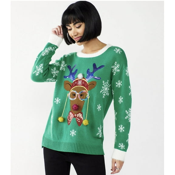 Celebrate Together Women's Ugly Christmas Pullover Sweater Long Sleeve Crewneck Medium