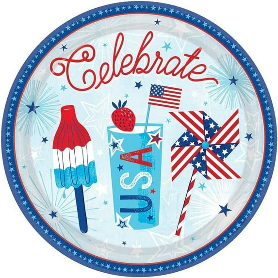 Celebrate USA Election July 4th Patriotic Theme Party 7" Paper Dessert Plates