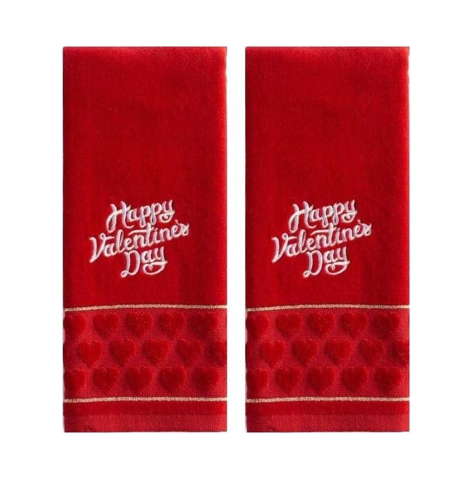 Celebrate Valentine's Day Towels, Red Bath Hand Towel Set of 2, Heart