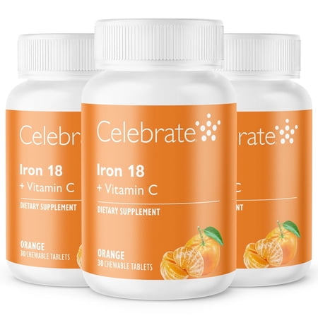 Celebrate Vitamins 18 mg Iron + Vitamin C Chewable Tablets - Orange Flavor - 90 count