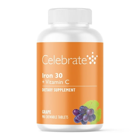 Celebrate Vitamins 30 mg Iron + Vitamin C Chewable Tablets - Grape Flavor - 90 count