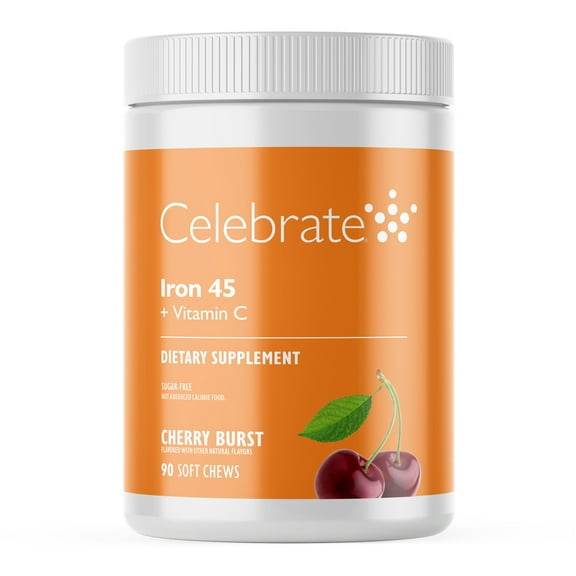 Celebrate Vitamins 45 mg Iron + Vitamin C Soft Chews - Cherry Burst - 90 count